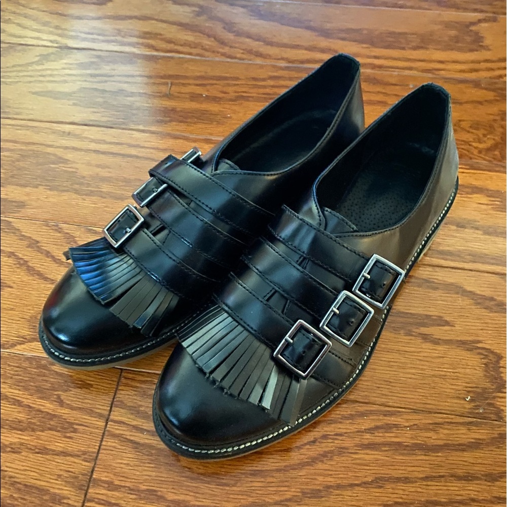 ASOS buckle up leather flat shoes